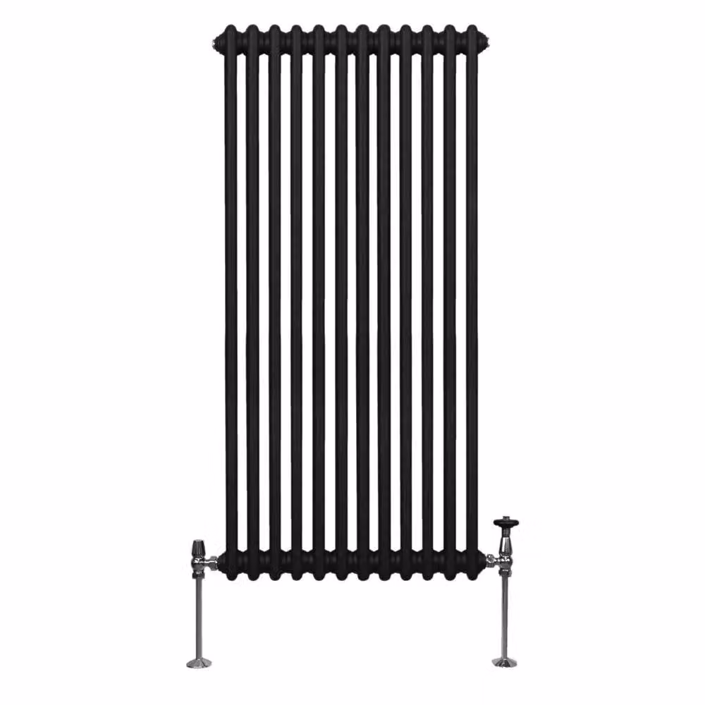 Monstershop Traditional 2 Column Steel Radiator in Black, H: 150 cm, W: 56.2 cm, D: 7 cm – 2