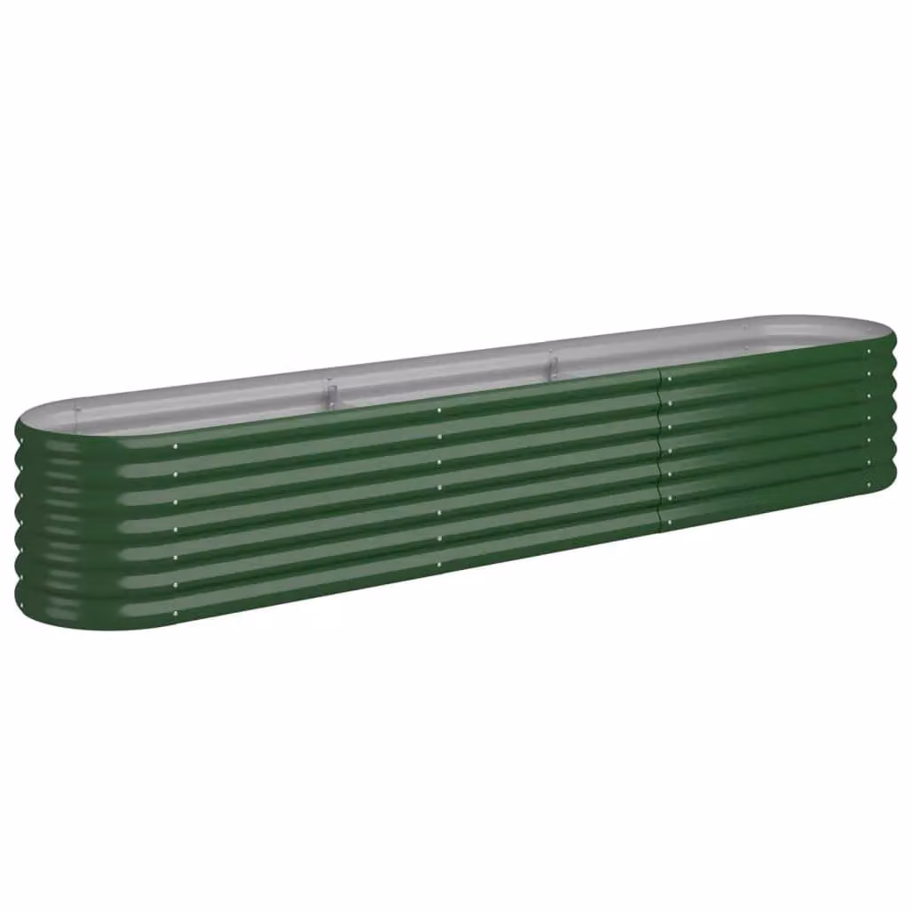 Berkfield Home Garden Powder-coated Steel Raised Bed in Green, W/D/H: 224 x 40 x 36 cm – 2