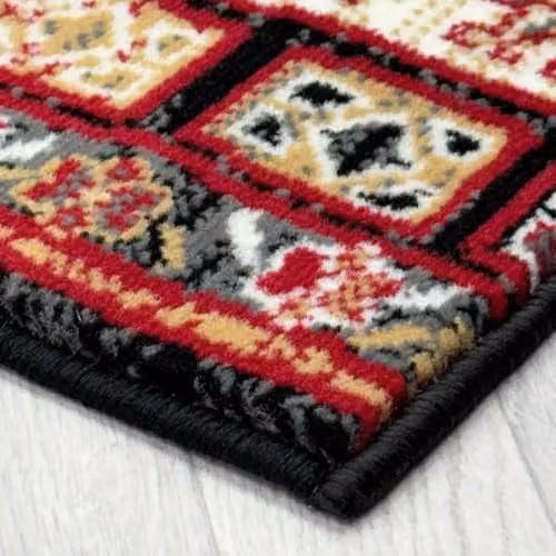 runrug Mayan Black Hallway Runner Rug, Machine Woven Polypropylene, W: 70 cm, L: 210 cm, Thickness: 9 mm – 5