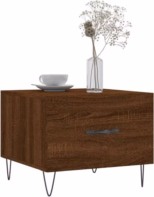 Berkfield Home Set of 2 Decorative Square Coffee Tables in Brown Oak, W/D/H: 50 x 50 x 40 cm – 1