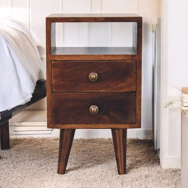 Artisan Furniture Mini Classic California Walnut Bedside Table in Brown Mango Wood