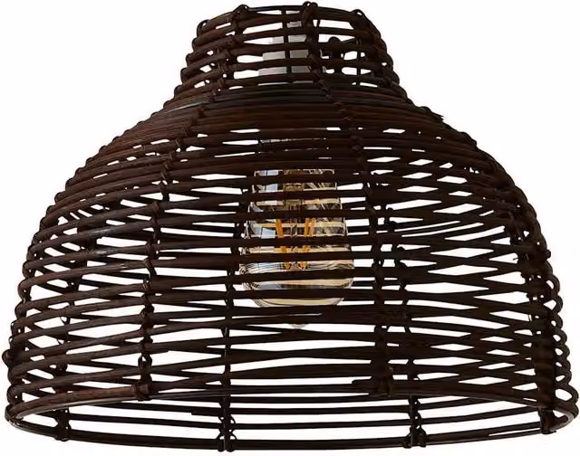 ValueLights Lobster Boho Rattan Dome Ceiling Pendant Light Shade in Brown, W: 31.0 cm, H: 22.5 cm