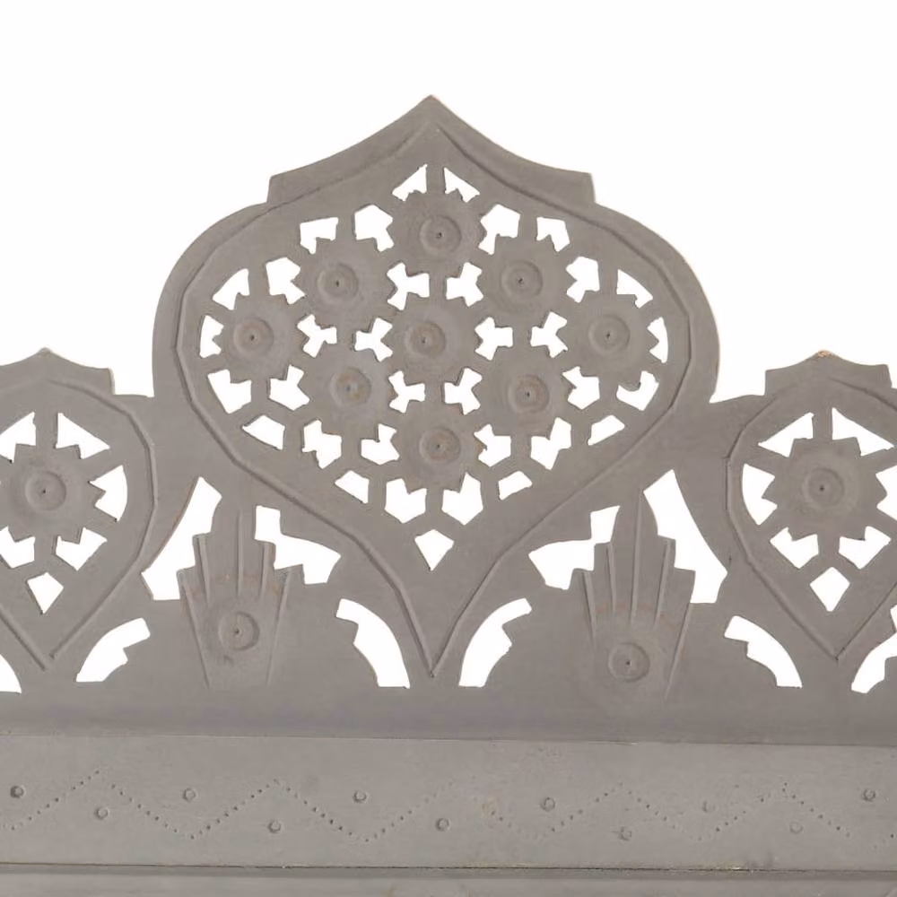 Berkfield Home Hand Carved 4-Panel Room Divider in Grey Solid Mango Wood W/H: 160 x 165 cm – 2