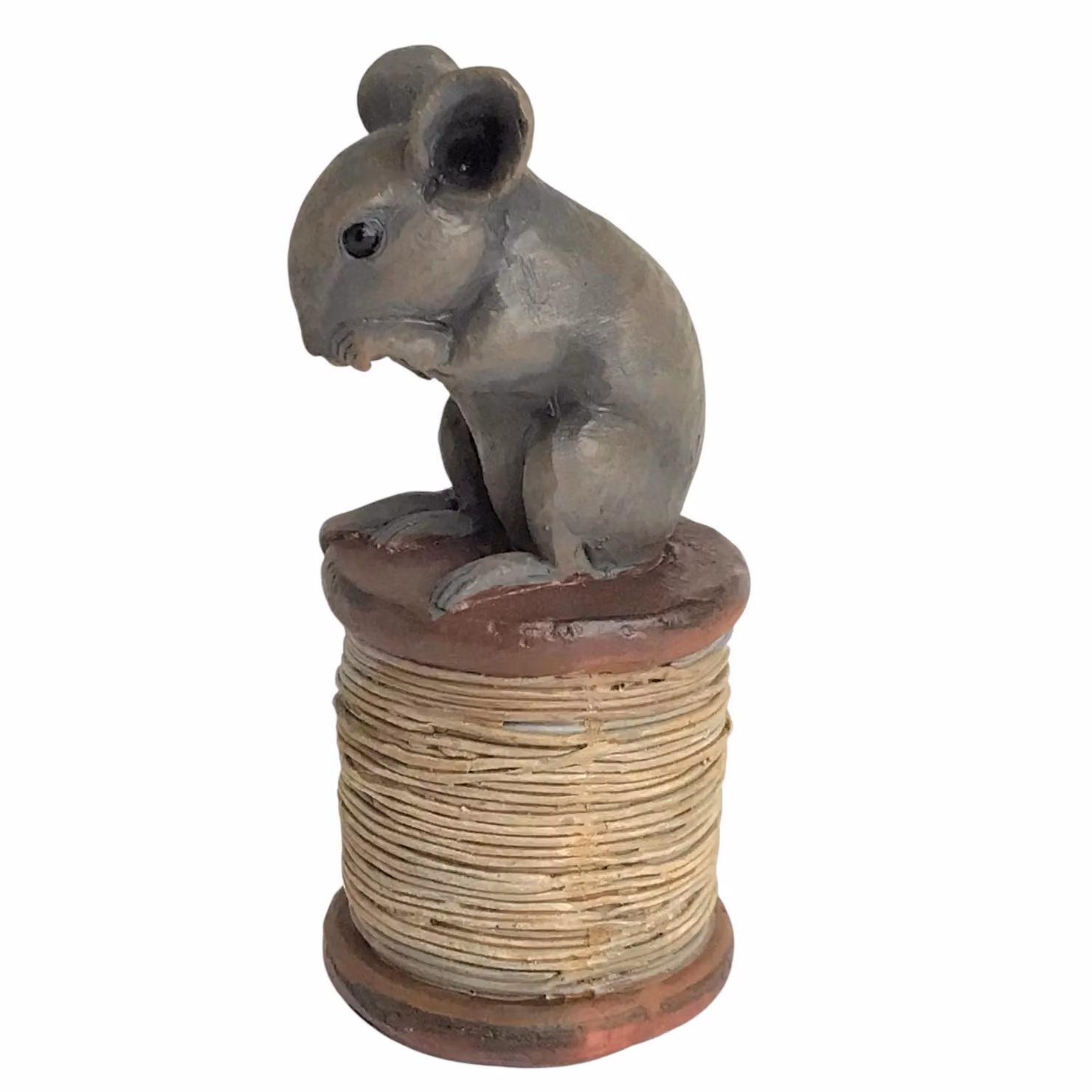 Animal Crackers Mouse on Cotton Reel Figurine in Grey and Multicolour – 2
