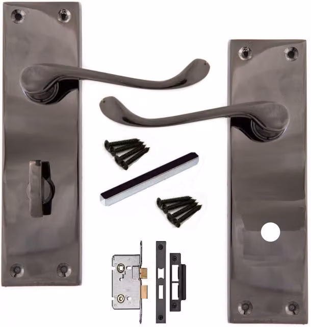 Golden Grace Nickel Plated Bathroom Door Handles in Black