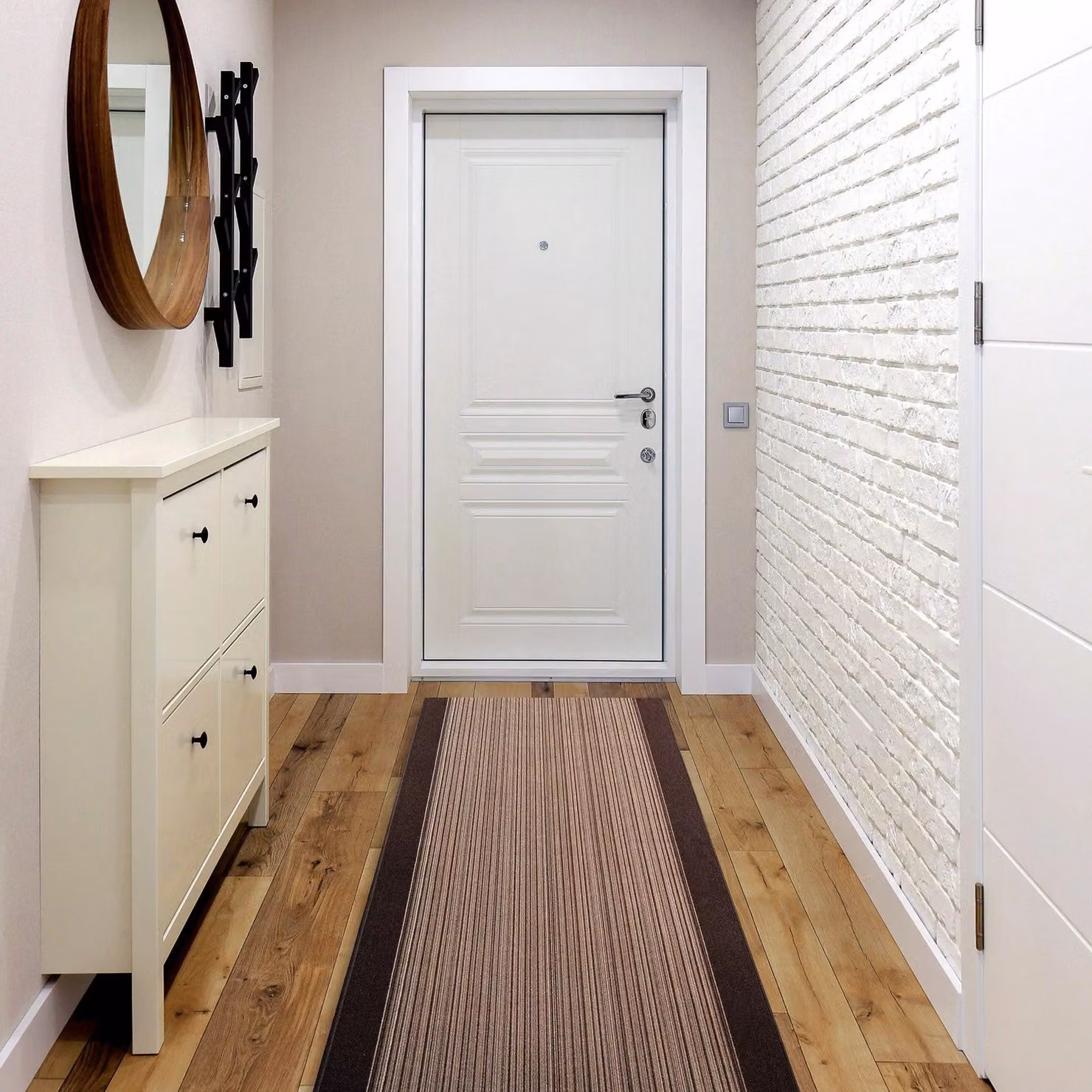 RugsX Carnaby Anti-Slip Striped Runner in Brown, W/L: 80 x 390 cm – 3