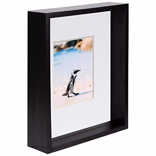 Nicola Spring Rectangular 3D Deep Box Single Photo Frame in Black and White