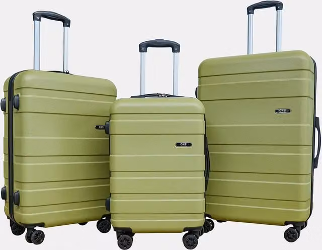 OHS 3 Piece Hard Shell ABS Suitcase Luggage Set with 4 Wheels in Pale Green
