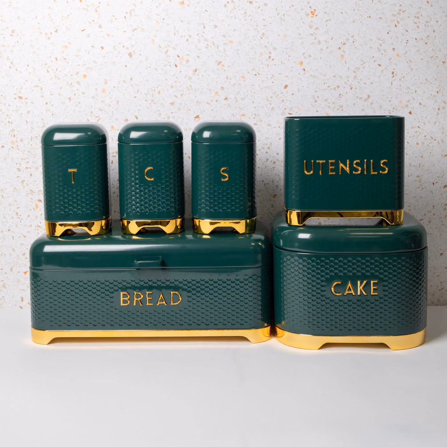 KitchenCraft 6pc Green Kitchen Storage Set including Tea, Coffee and Sugar Canisters, Utensil Store, Cake Tin and Bread Bin – 2