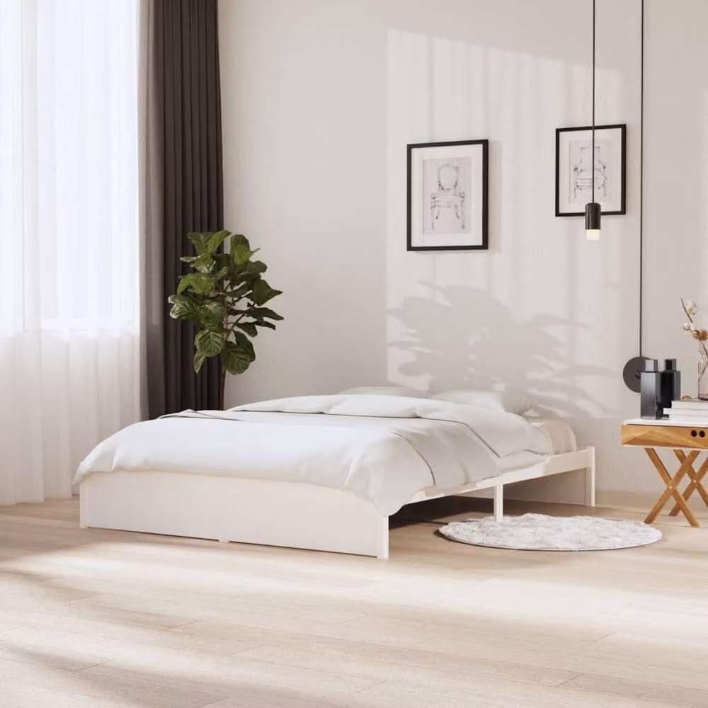Berkfield Home White Solid Pine Wood Bed Frame W/D/H: 200 x 160 x 31 cm – 1
