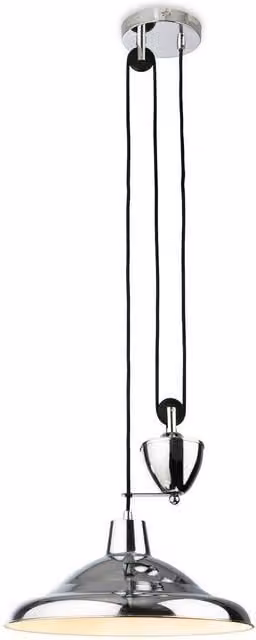 Netlighting Suffolk Rise and Fall Chrome Pendant Light in Grey