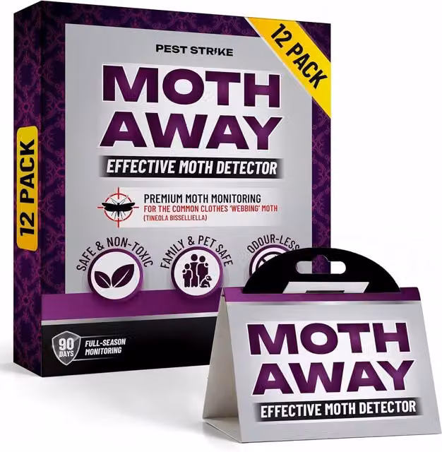 volila Non-Toxic Foldable Triangle Moth Traps for Wardrobes, 12 Pack, Multicolour