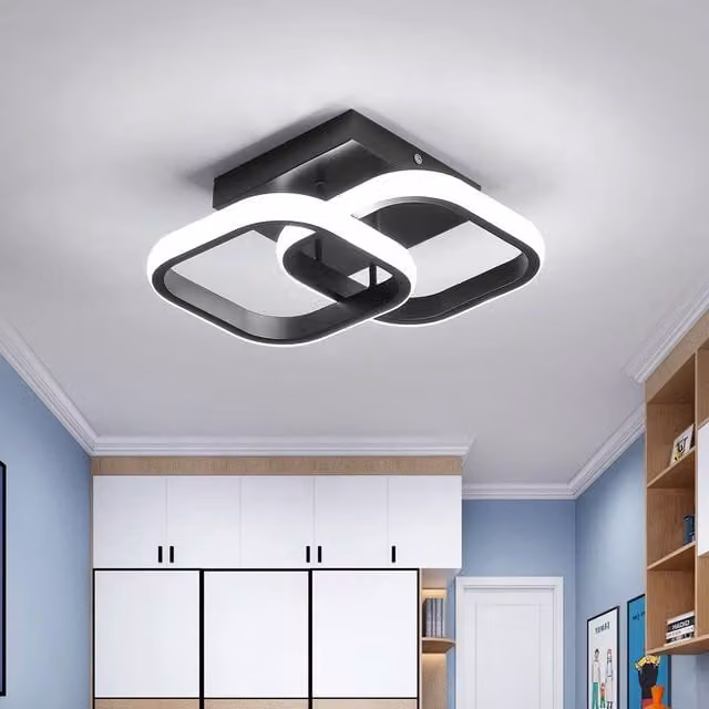 Goeco Modern Square LED Ceiling Light, 22 W, 6500 K Cool White, Black