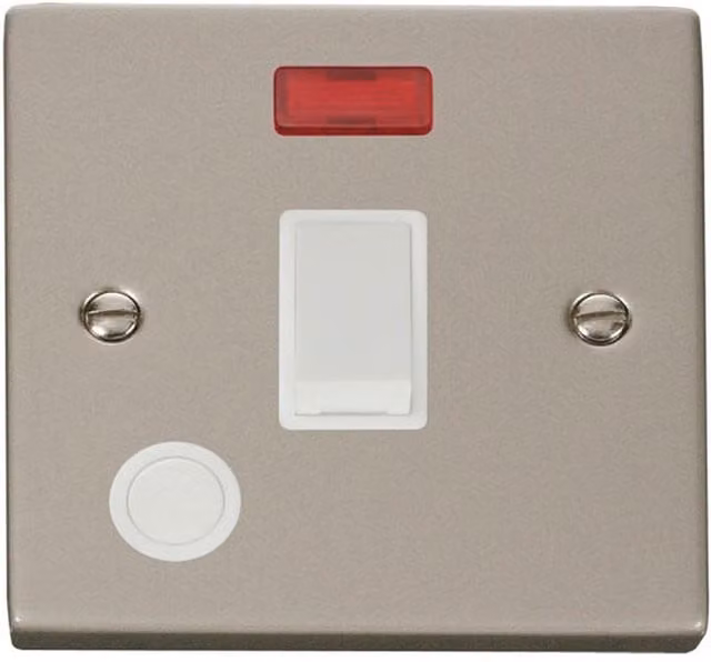 SE HOME White and Silver 1 Gang Surface Mount Switch with Neon Plate