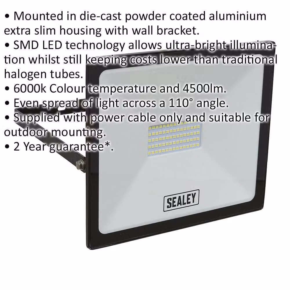 Loops Extra Slim LED Floodlight with Wall Bracket, 50W, 4500 Lumens, IP65 Rated, Black/Multicolour – 2