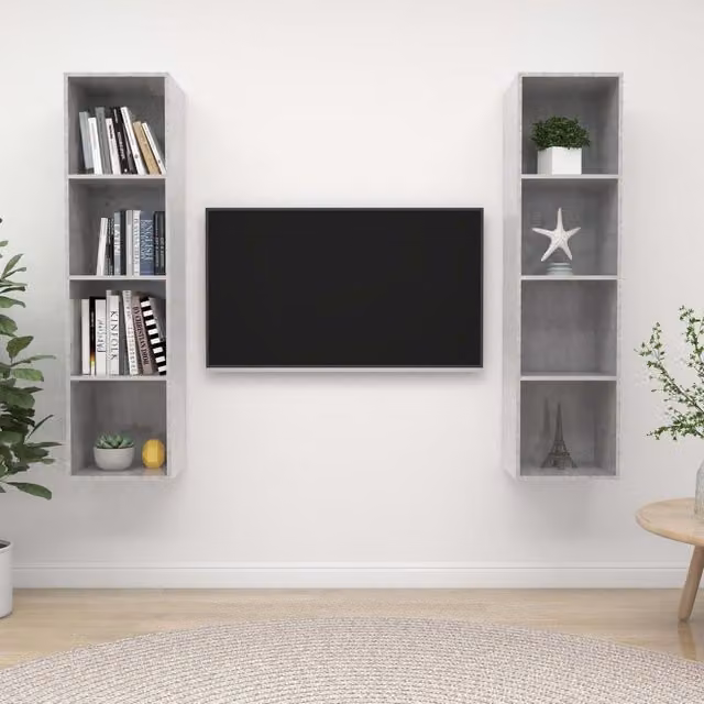 Berkfield Home Set of 2 Wall-mounted TV Cabinets in Concrete Grey Matt Engineered Wood