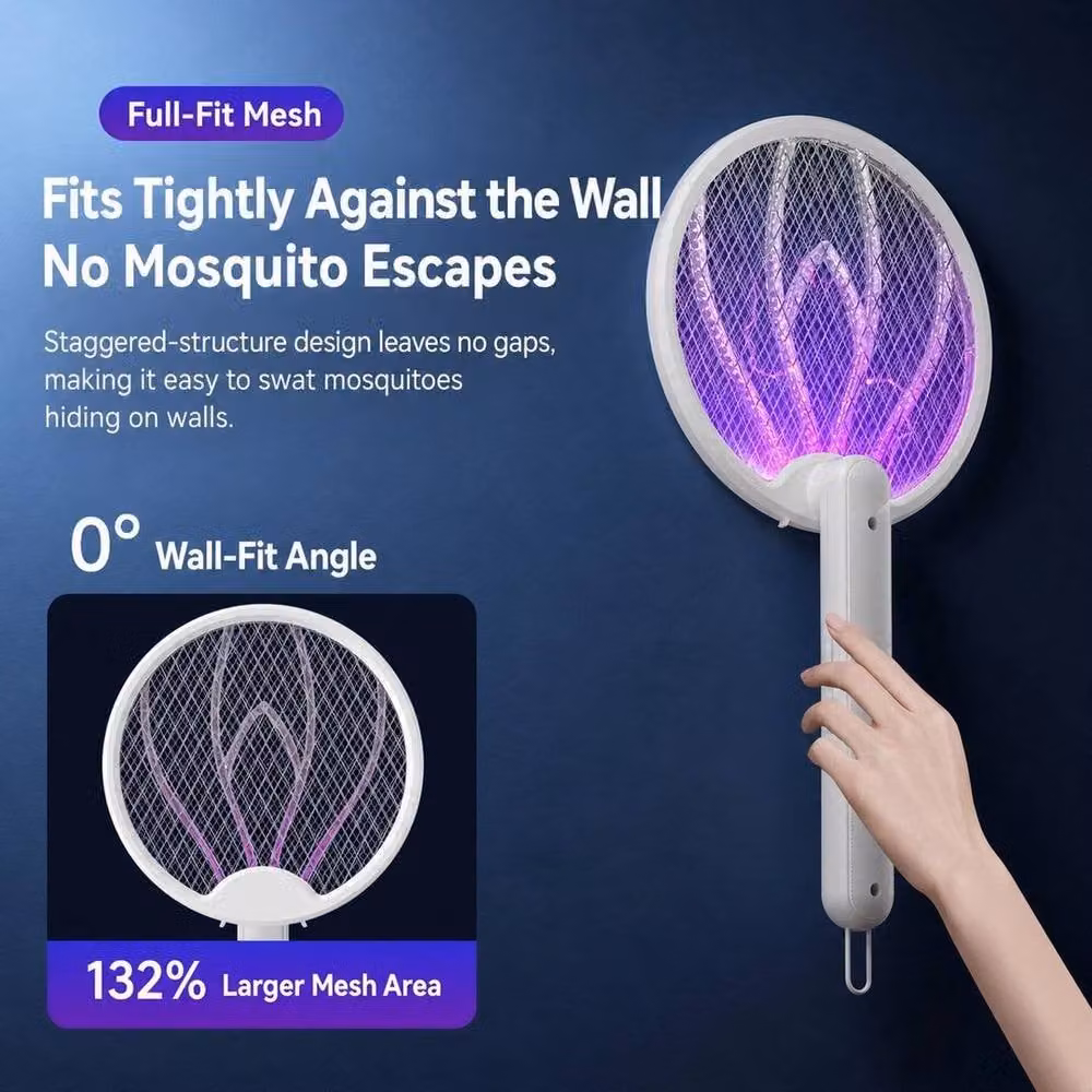 NESTLUNE Foldable Bug Zapper Racket and Fly Swatter in White – 4