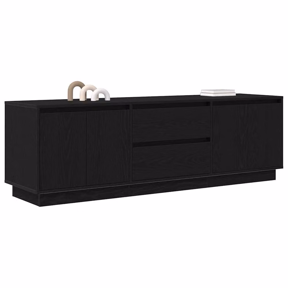 Berkfield Home Modern TV Cabinet with LED Lights in Black Oak, W: 160.5 cm, D: 41 cm, H: 50 cm – 5
