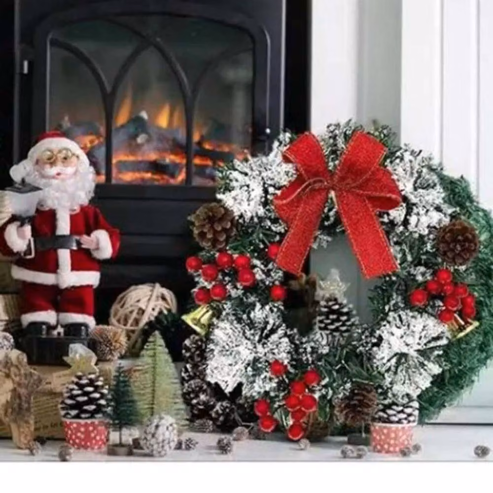 SPETLEK Artificial Christmas Wreath with Red Berries and Green Floral Decor, W: 100 cm, H: 60 cm, D: 30 cm – 3