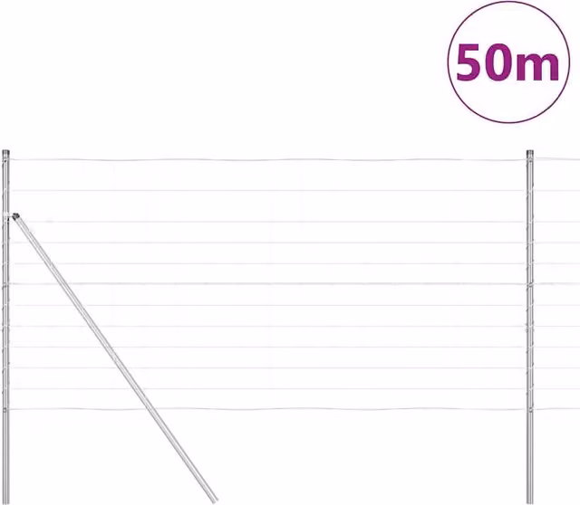 Berkfield Home Modern Field Fence in Silver Galvanised Steel, H: 120 cm x L: 50 m