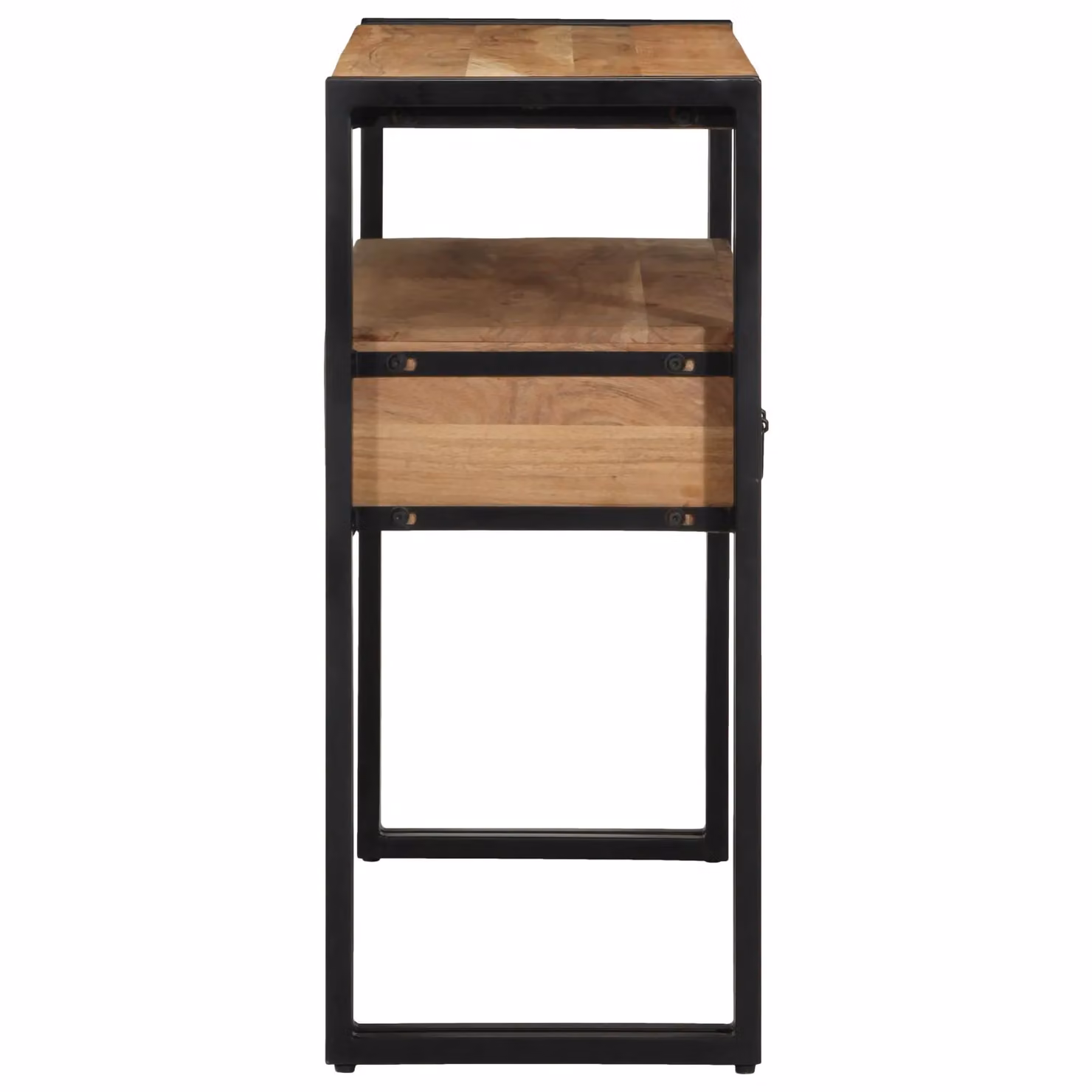 Berkfield Home Modern Console Table in Black and Brown, Solid Acacia Wood and Metal, W/D/H: 90 x 33 x 75 cm – 2