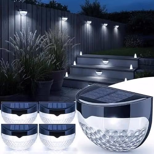 GloBrite Solar Garden Lights, Pack of 4 Waterproof Black Outdoor Night Lights with Dusk to Dawn Sensor for Path, Terrace and Stairs