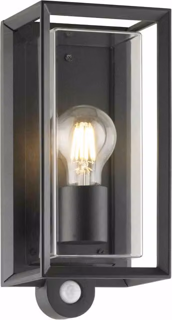 First Choice Lighting Brandon Black Motion Sensor Outdoor Wall Light with Timer and Replaceable LED Bulb