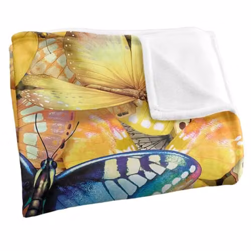 JQ Licensing Royce McClure Be Unique Butterflies Silky Touch Super Soft Throw Blanket, White and Multicolour, W/D/H: 152 x 127 cm – 2