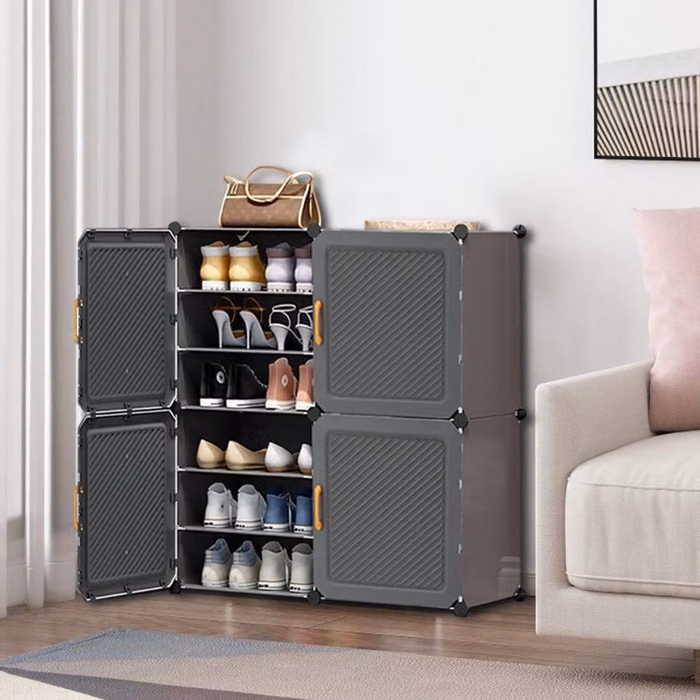 Kelvenix 6-Tier Shoe Cabinet with 4 Doors in Dark Grey – 2