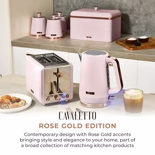 Tower Cavaletto 1.7L Jug Kettle in Pink and Rose Gold with Stainless Steel Body and Limescale Filter – 3