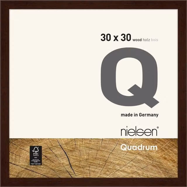 Nielsen Design Quadrum Square Wooden Picture Frame with Protective Glass Front, Brown, W: 30 cm, H: 30 cm