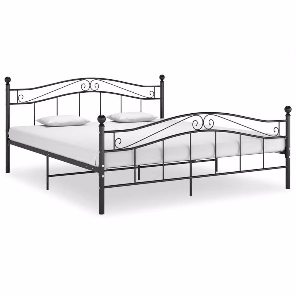 Berkfield Home Comfortable Metal Bed Frame in Black, W/D/H: 140 x 200 cm – 2