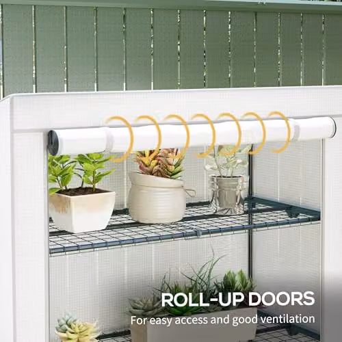 Outsunny 4 Tier Lean-to Mini Greenhouse in Grey, W/D/H: 110 x 50 x 171 cm – 4