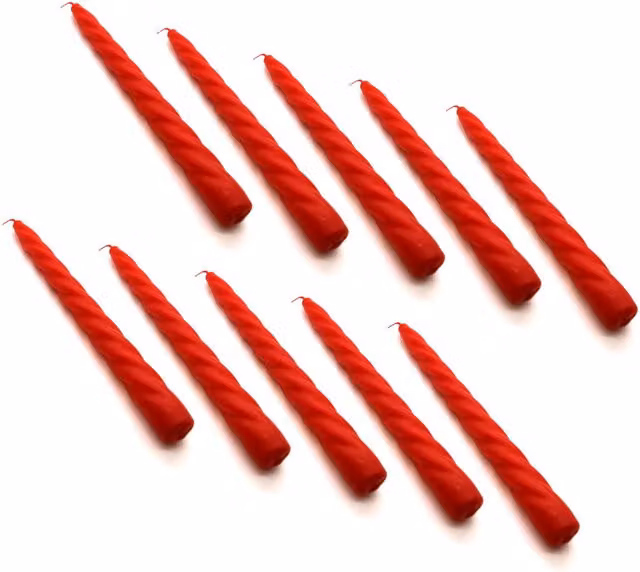 SolaDirect Pack of 10 Spiral Taper Dinner Candles in Green and Red, Height: 23 cm