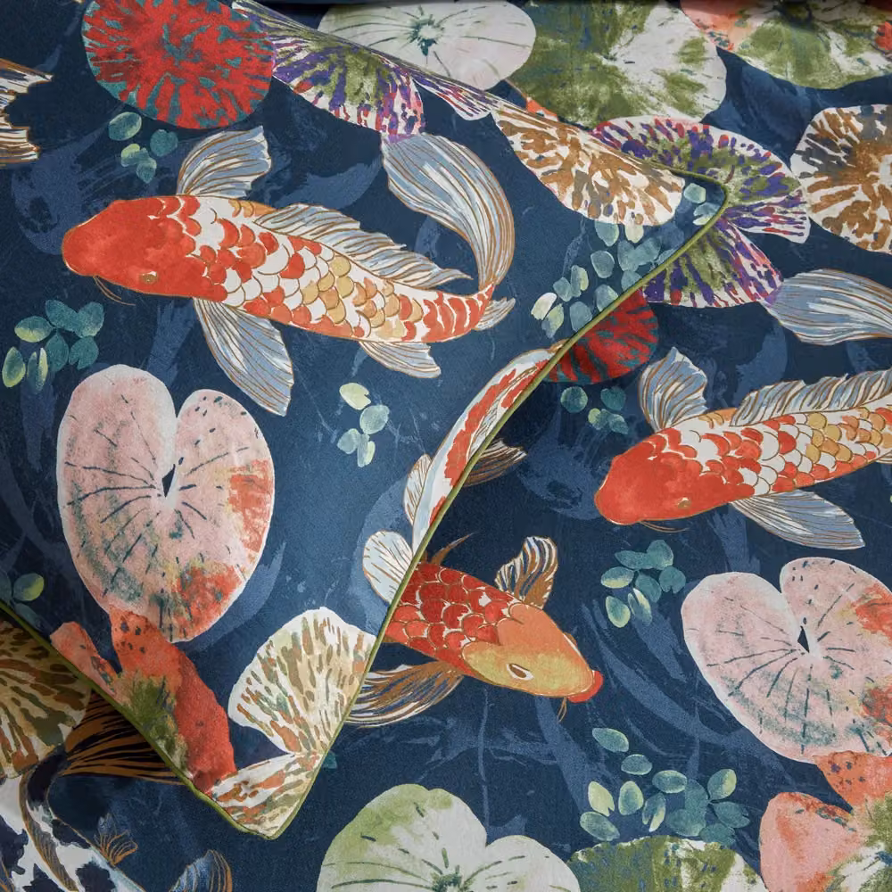 Paoletti Koi Pond Reversible Duvet Cover Set in Blue, 200 x 200 cm – 2