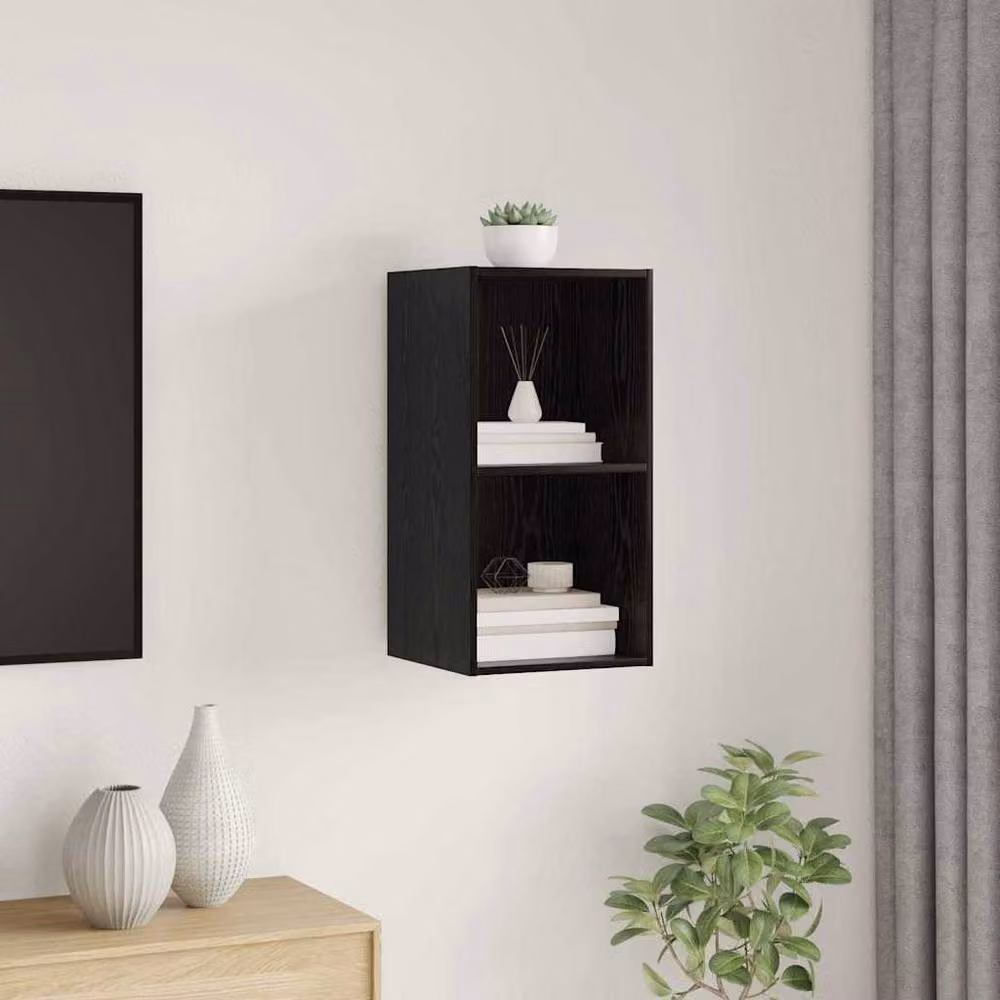 Berkfield Home Wall-Mounted TV Cabinet in Black Oak, W/D/H: 37 x 37 x 72 cm – 2