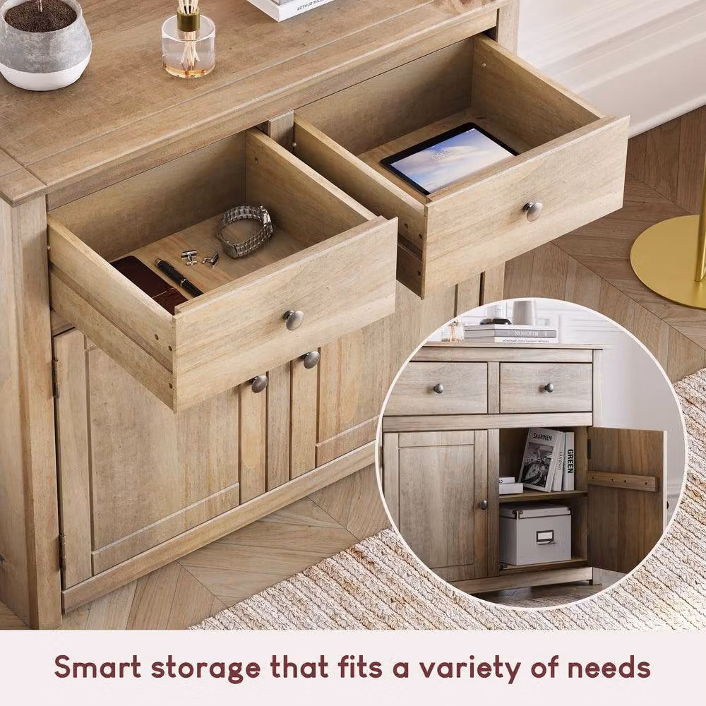 HD Designs Panama Brown Rustic Wood 2 Door 2 Drawer Sideboard – 3
