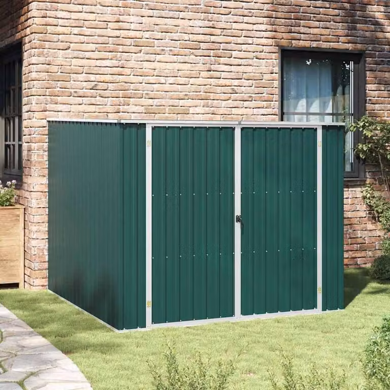Berkfield Home Garden Shed in Green Galvanised Steel, W/D/H: 195 x 198 x 159 cm