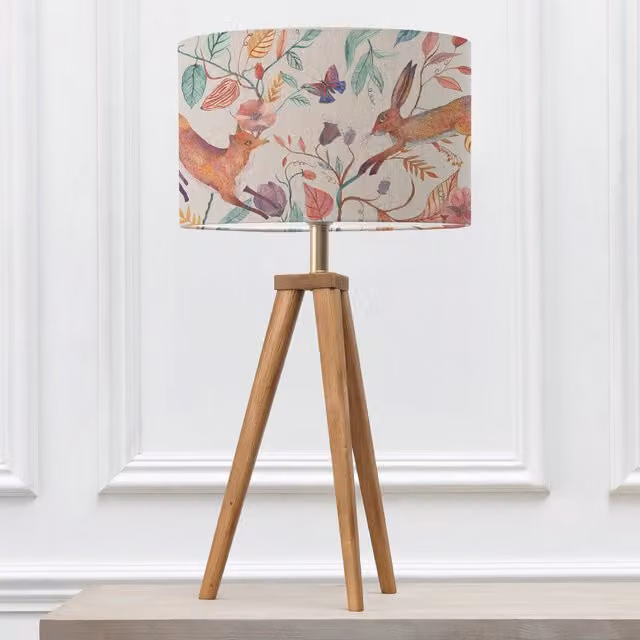 Voyage Maison Aratus Table Lamp with Leaping Into The Fauna Eva Lampshade in Brown and Multicolour