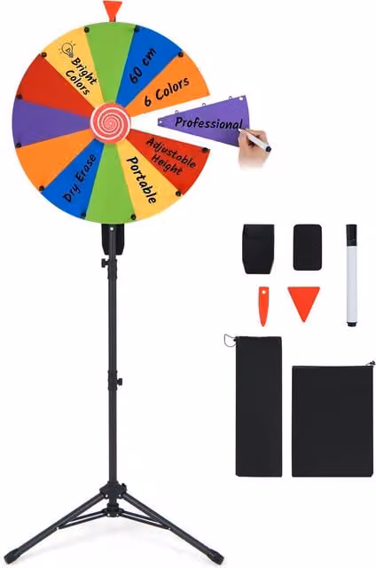 COSTWAY Height Adjustable Spinning Wheel in Black and Multicolour