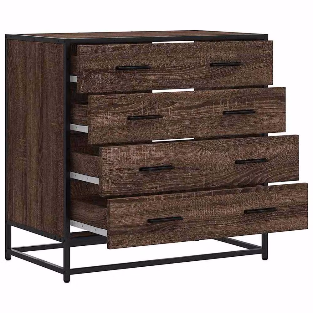 Berkfield Home Brown Oak Drawer Cabinet, W/D/H: 70 x 41 x 70 cm – 4