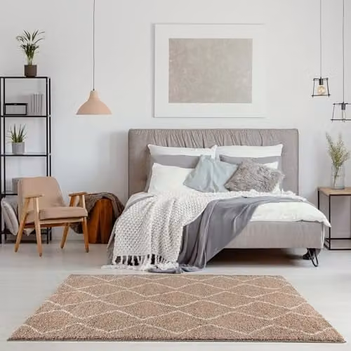 THE RUGS Modern Moroccan Boho Design Living Room and Bedroom Rug, Beige, W: 240 cm, D: 340 cm – 2