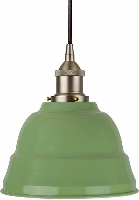 SE Home Lincoln Round Pendant Light in Mint Green with Brushed Chrome and Black Metal Finish