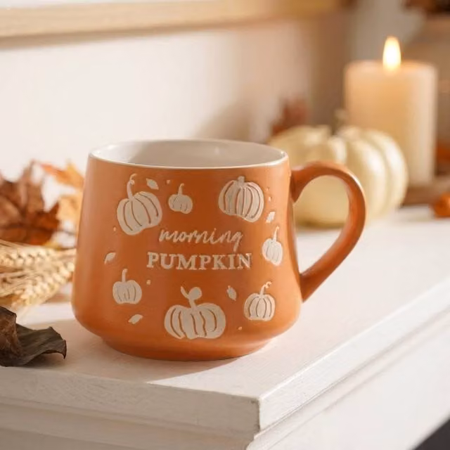 Garden Greatness Morning Pumpkin Autumnal Stoneware Mug in Orange and Multicolour