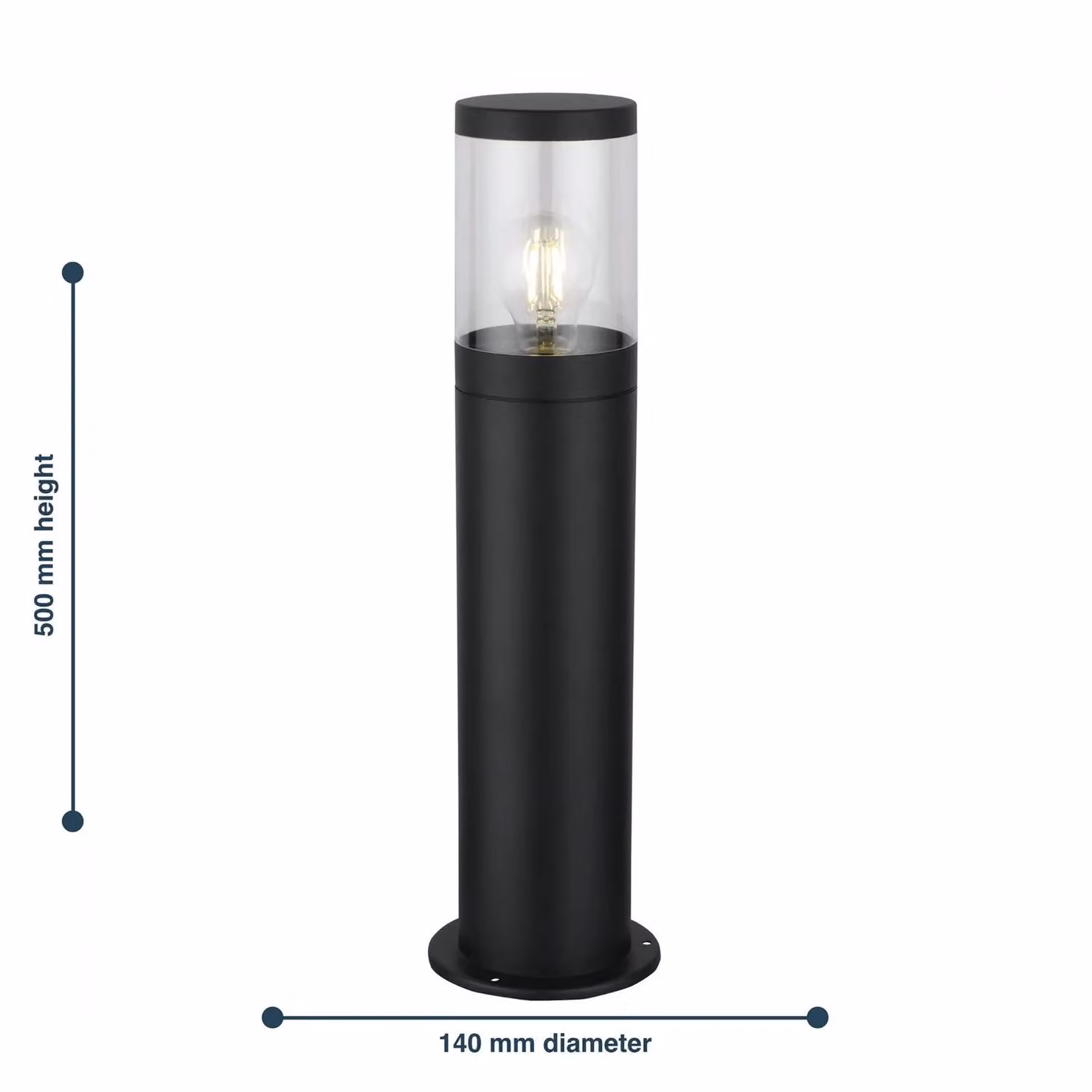 First Choice Lighting Storm Black IP44 Outdoor LED Post Light with Transparent Glass, Height: 50 cm – 5