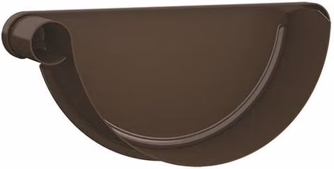 Lindab Galvanised Steel Gutter Left Hand Stop End, 190mm, Brown