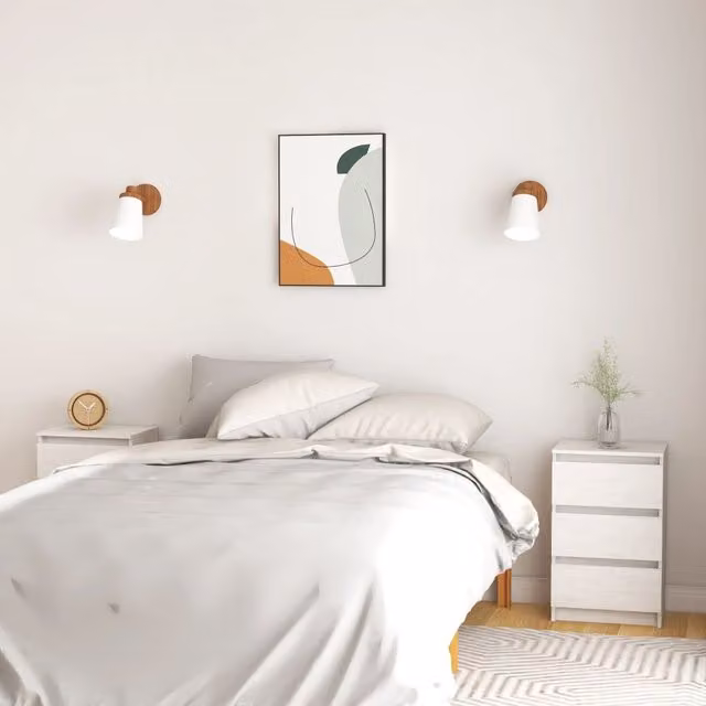 Berkfield Home Set of 2 White Solid Pine Wood Bedside Cabinets, W: 40 cm, D: 29.5 cm, H: 64 cm