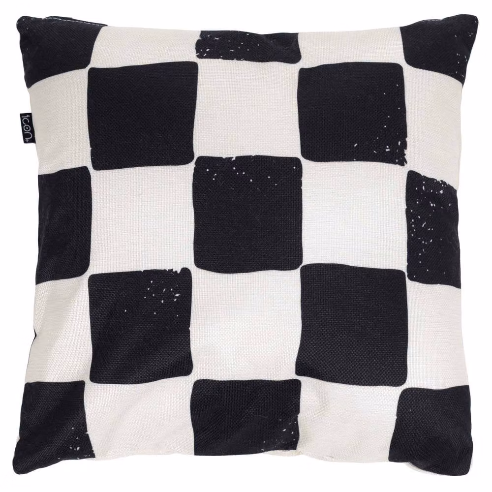 icon Kyoto Fabric Checkerboard Cushion, White, W/D/H: 43 x 43 x 43 cm – 2
