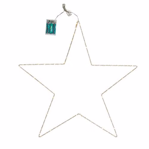 Lights4fun Christmas Star Window Decoration, 59cm Light-Up Star with 80 Warm White LED Lights in White and Silver, Battery-Operated Indoor Festive Décor with Timer Function – 3