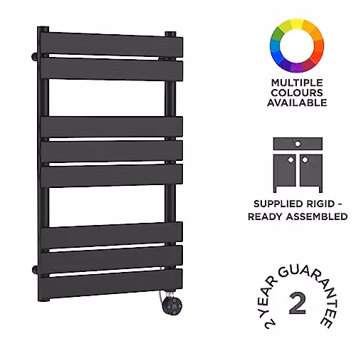 nuie HL158 Electric Square Flat 8 Bar Towel Radiator in Anthracite, H 84 cm x W 50 cm – 2